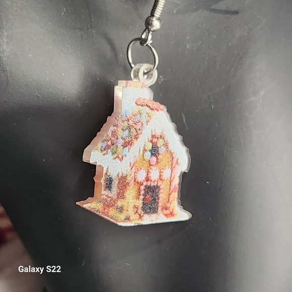 Decorated Christmas House Earrings Holiday Decorations Lights - Picture 5 of 9